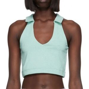 Outdoor Voices Warmup Collared Crop Top workout sports bra tennis preppy vneck